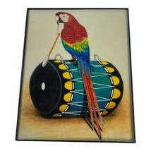 Scarlet Macaw Native American Parrot On Drum Print Southwest Picture Framed 8x10 - £37.03 GBP