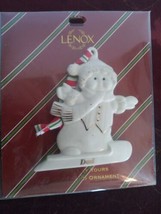 Lenox Christmas Ornament &quot;Merrily Yours&quot; Ceramic Snowman With &quot;Dad&quot; In Gold  - £7.69 GBP