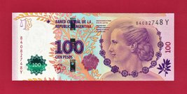Argentina &quot;Evita Peron&quot; Unc 100 Pesos 2014 Rare Banknote (P-358b.3) Prefix: &quot;Y&quot; - £7.80 GBP