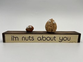 Vintage 1976 I’m Nuts About You Office Desk Decor Googlie Eyes Walnut Figurine - £18.93 GBP