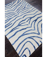 Rug USA Zebra 5&#39;x8&#39; White/Blue Handmade Tufted 100% Woolen Area Rugs &amp; C... - £193.17 GBP