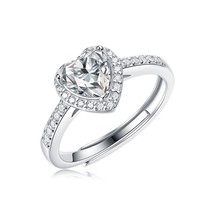 1Ct Heart Cut D/VVS1 Moissanite Halo Engagement 14K White Gold Over Promise Ring - £136.35 GBP