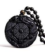 Black Obsidian Dragon Phoenix Cosmic Harmony Pendant with Bead – 48mm Am... - $41.03 CAD
