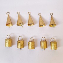 Small Gold Rustic Vintage Iron Tin Metal Ornaments Jingle Bells (10 Mix Bell) - £14.23 GBP