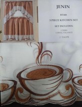 ALASKA CUP OF COFFEE TAUPE COLOR EMBROIDERED DECORATIVE KITCHEN CURTAIN ... - £15.48 GBP