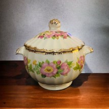 Vintage Rose Garden by Sebring 1927 Sugar Bowl w Lid Floral Flowers Rare 22-K - £18.75 GBP