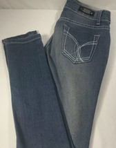 UWD Womens Blue Denim Distressed Faded Jeans Sz 1 Skinny Stretch White T... - £14.05 GBP