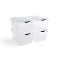 Rubbermaid Cleverstore Clear Plastic Storage Bins with Lid, 95 Qt-4 Pack... - £141.58 GBP