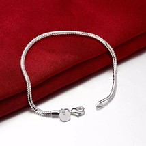New Fashion 925 Silver cute wedding party 3MM Snake chain Bracelet for E... - £5.40 GBP