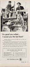 1955 Vintage Print Ad Bell Telephone System Fishermen,Boat &amp; Outboard Motor - $15.28