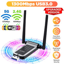 1300Mbps Long Range Ac1300 Dual Band 5Ghz Wireless Usb 3.0 Wifi Adapter ... - £20.43 GBP