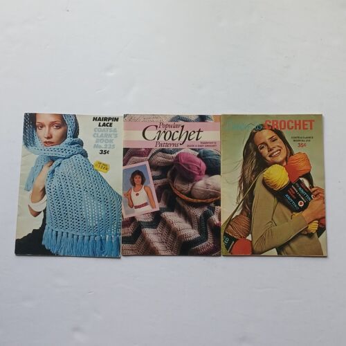 Vintage Crochet Pattern books / booklets Lot of 3 Popular Crochet Patterns - $7.69