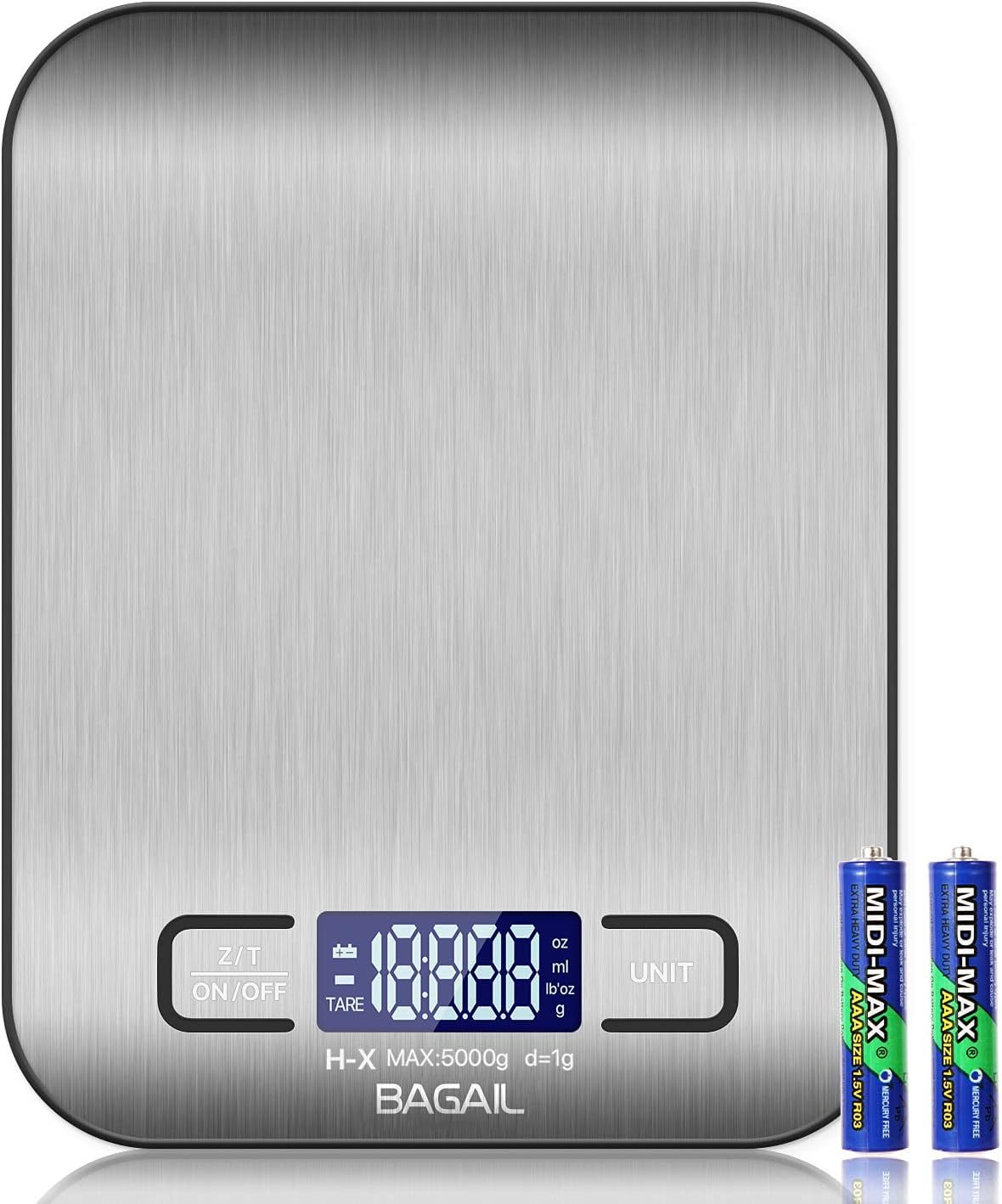 Bagail Basics Digital Kitchen Scale, Premium Stainless Steel Food Scales... - $23.99