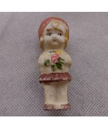 Girl Figurine Bisque Made in Japan Holding Flowers - $27.95