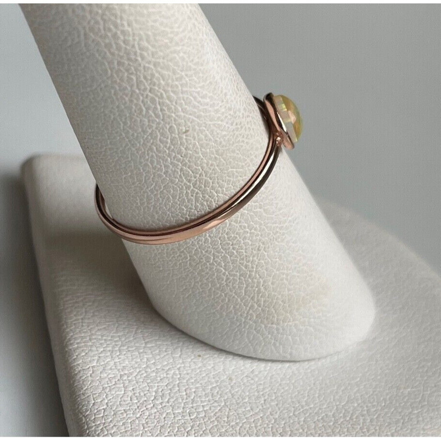 Ati 925 Sterling Silver Rose Gold Plated Faux Opal Ring Size 8.25 Sky Item image 4