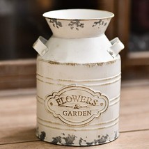 Jsy-Up Rustic Metal Flower Vase, Shabby Chic Vintage Farmhouse Jug, 9.8Inch - £34.79 GBP