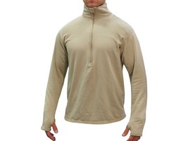 POLARTEC GEN 3 L2 COLD WEATHER WAFFLE SAND TAN SHIRT THERMAL PULLOVER AL... - $36.99