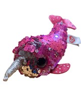 Ty Nelly 6&quot; Plush Whale Unicorn Pink Sequins Sparkle Mini Stuffed Animal Toy - £7.90 GBP