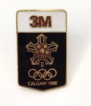 3M Olympics USA Team Sponsor 1988 Calgary Canada Enamel &amp; Gold Tone 1&quot; L... - $14.00