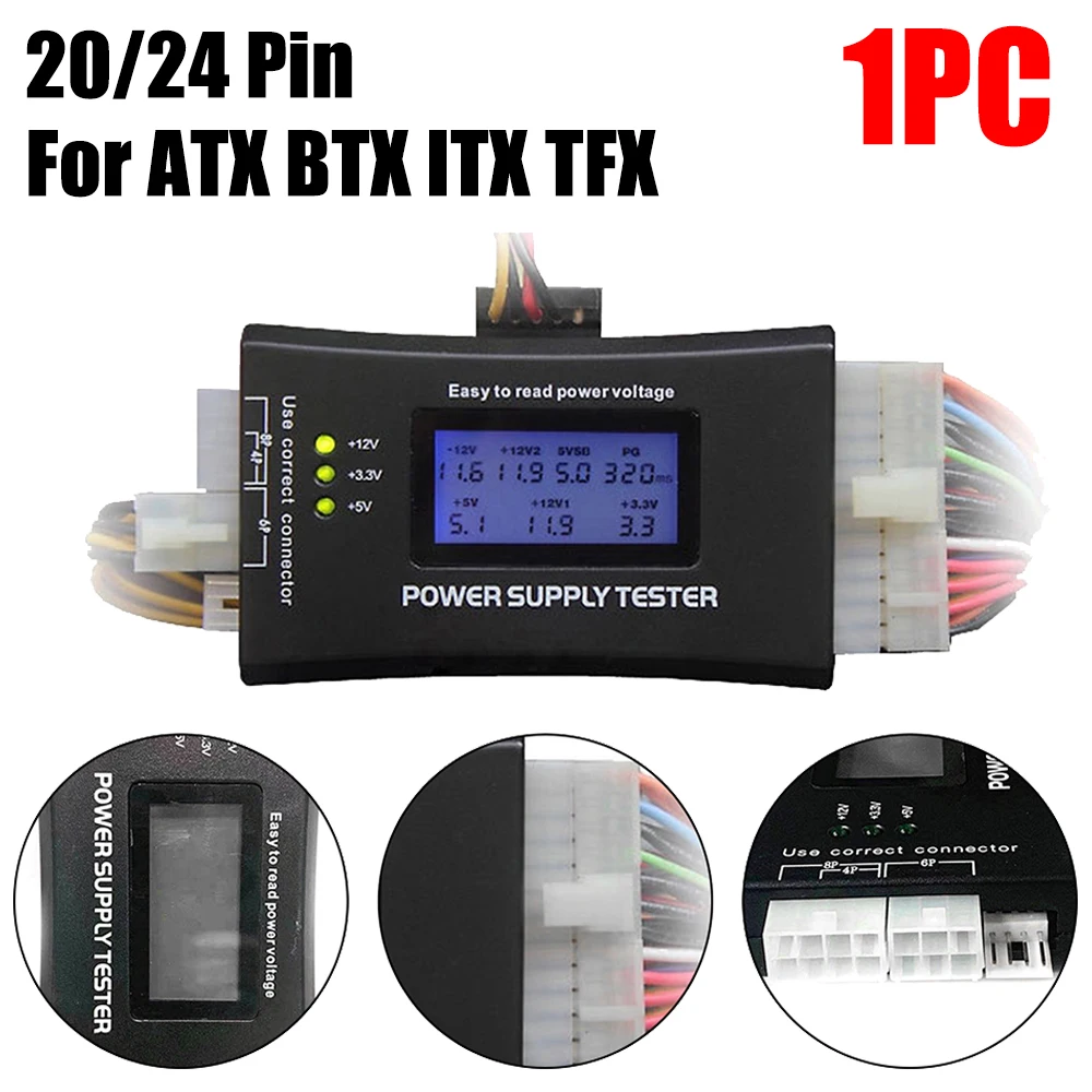 Digital LCD Power Supply Tester Multifunction Computer 20 24 Pin LCD Display for - £142.83 GBP