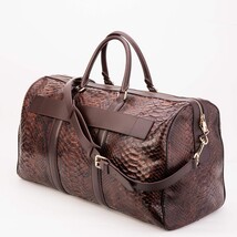 The Velar Brown Hand-Painted Python Leather Weekender Bag image 9