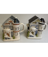 2pc Vintage Otagiri Japan Ceramic Victorian Houses Creamer or Tea Pot - $21.26 CAD
