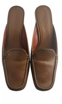 Cole Hann Womens 7.5B Slip On Heeled Mule Shoes Brown Leather Square Toe... - £9.10 GBP