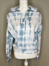 John+jenn NWT Women’s hooded pullover sweatshirt size M White Blue Tie Dye i2 - £13.95 GBP