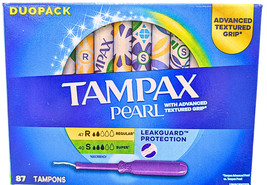 Tampax Pearl Advance Grip Regular/Super Unscented Duo Pack 87 Count - $510.27 MXN