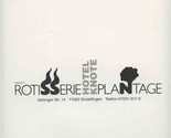 Rotisserie Plantage Menu Hotel Knote Sindelfingen Germany  - £13.96 GBP