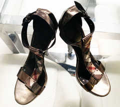 Burberry Heeled Sandals Shoes Sz 6.5 Bronze - $196.42