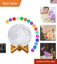 Color-Changing 3D Moon Night Light with Remote, Timer &amp; Adjustable Brigh... - $60.00