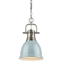Golden Lighting 3602-S PW-SF Duncan Pendant, Pewter with Seafoam Shade - £55.19 GBP