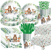 Woodland Baby Shower Decorations Tableware - Woodland Birthday Party Supplies In - £31.19 GBP