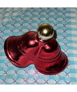 VINTAGE AVON RED GLASS GOLD TOP DOUBLE BELL CHRISTMAS DECOR - £5.93 GBP