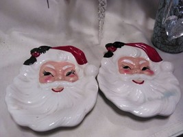 Vintage Ceramic Santa Clause Wall Hangings/Trinket/Candy Dishes Set of 2 - £11.79 GBP