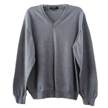 Men&#39;s Murano by Raffi V-Neck Gray 100% Extrafine Wool Merino Sweater Size Lage - £16.76 GBP