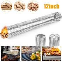 12in Stainless Steel BBQ Grill Smoker Box Tube for Wood Pellet Pipe Smoking Meat - £20.53 GBP