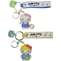 Hello Kitty Keychains Set of 2 Kawaii PVC Key Rings - $176.70 MXN