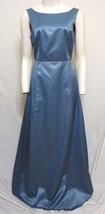 BCBG MaxAzria Maxi Dress Evening Gown Tie Back Blue Satin Bridesmaid Medium - £55.59 GBP