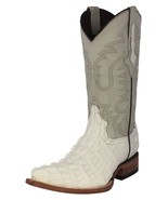 Mens White Cowboy Boots Real Leather Pattern Crocodile Tail Western Poin... - £87.65 GBP