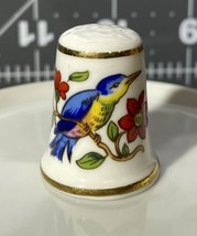 Vintage Aynsley England Fine Bone China Thimble Blue Bird &amp; Red Flower - $8.15