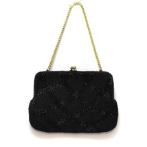 Black Beaded Geometric Purse Evening Bag Artel Montreal Vintage - $19.77