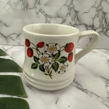 Sheffield Strawberries N Cream Coffee Mug Beige Floral 80s Cottage Stone... - £14.82 GBP