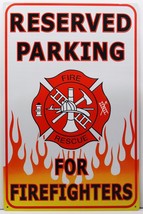 Reserved Parking For Firefighters Fire Rescue Metal Sign - £11.76 GBP