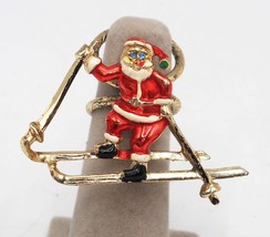 Santa Claus On Skis Christmas Ring - $24.74