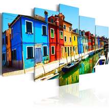 Tiptophomedecor Stretched Canvas Wall Art  - Houses In The Colors Of The Rainbow - £70.78 GBP+