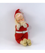 Santa Claus Plush Rubber Fac Sitting Figure 10&quot; Red Suit Vintage 1940-50’s - £27.36 GBP