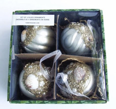 Tommy Bahama Set of 4 Glass Glittery Seashell Christmas Tree Ornaments NEW - £17.97 GBP