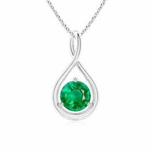 ANGARA Emerald Infinity Twist Pendant in 14k Solid Gold(Grade-AAA, Size-6) - £1,627.94 GBP